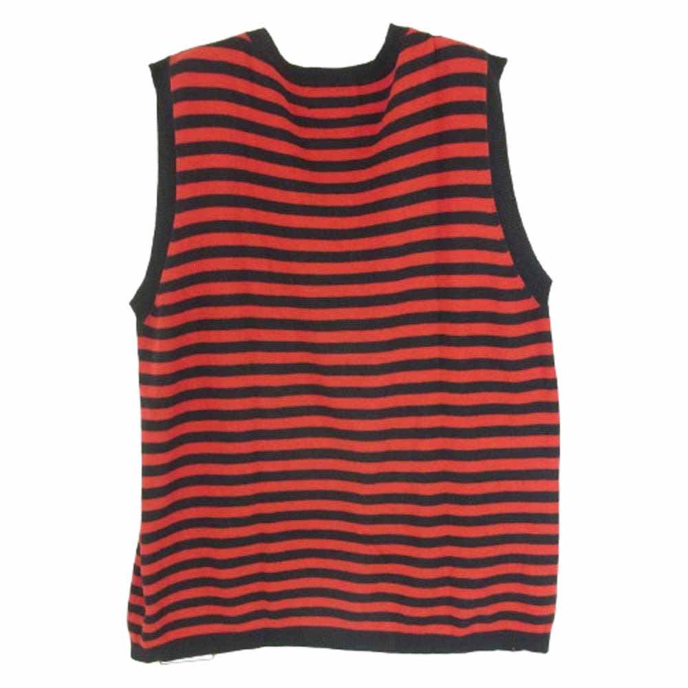 NUMBER(N)INE ナンバーナイン 05SS ナイトクローラー期 アーカイブ 宮下期 カシミヤ混コットン ボーダー ニット ベスト レッド系 ブラック系 3【中古】