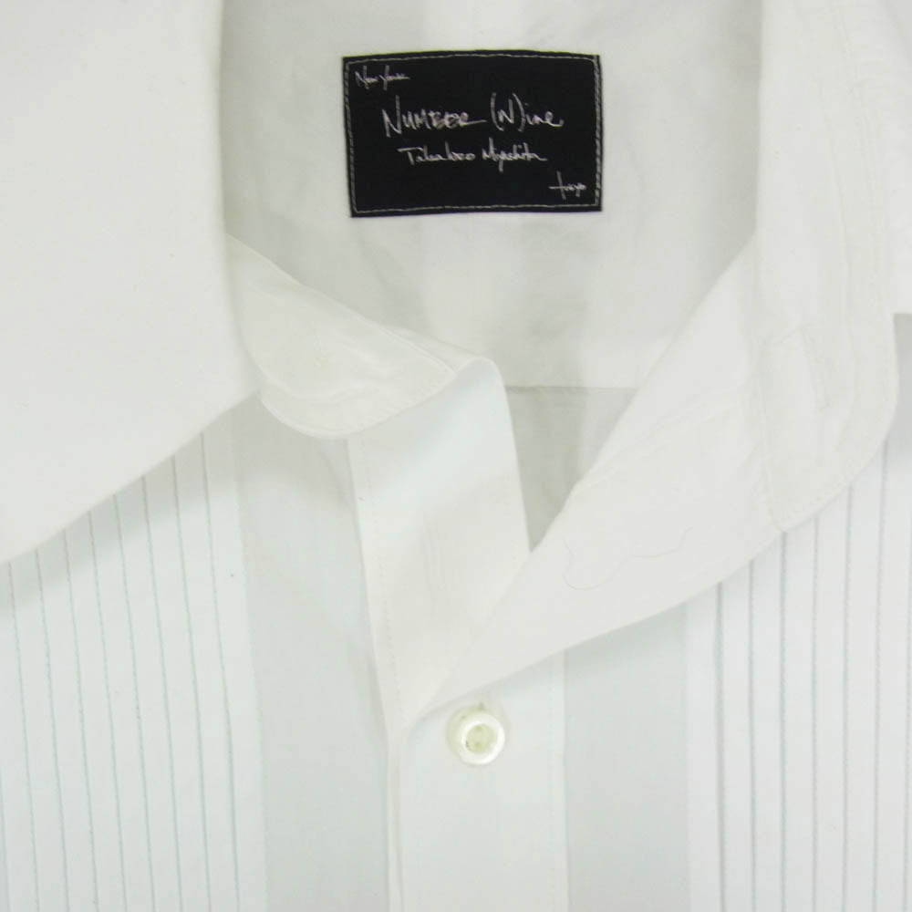 NUMBER(N)INE ナンバーナイン レギュラカラー ピンタック 長袖 ロング ドレス シャツ ホワイト系 3【中古】