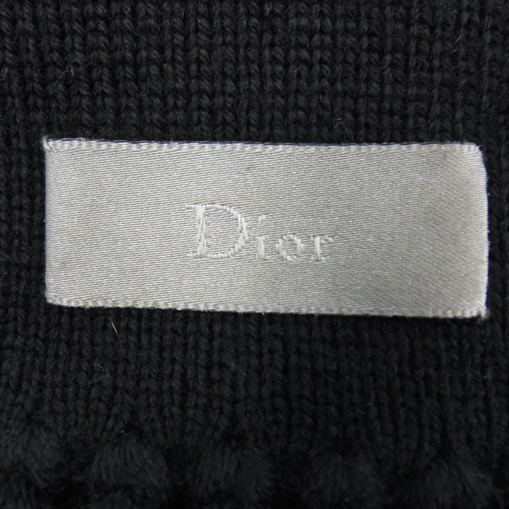 DIOR HOMME ディオールオム 04AW 4HH4091501 エディ期 フリンジ ウール ロング マフラー ストール ブラック系【中古】