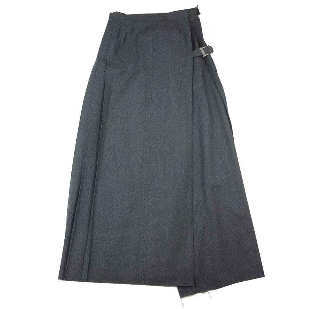 NUMBER(N)INE ナンバーナイン 裏地ジオバーニ柄 ウール ロング プリーツ ラップ 巻きスカート グレー系【中古】