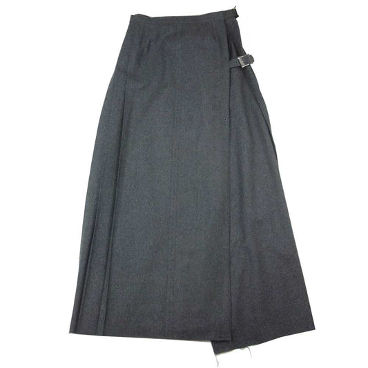 NUMBER(N)INE ナンバーナイン 裏地ジオバーニ柄 ウール ロング プリーツ ラップ 巻きスカート グレー系【中古】