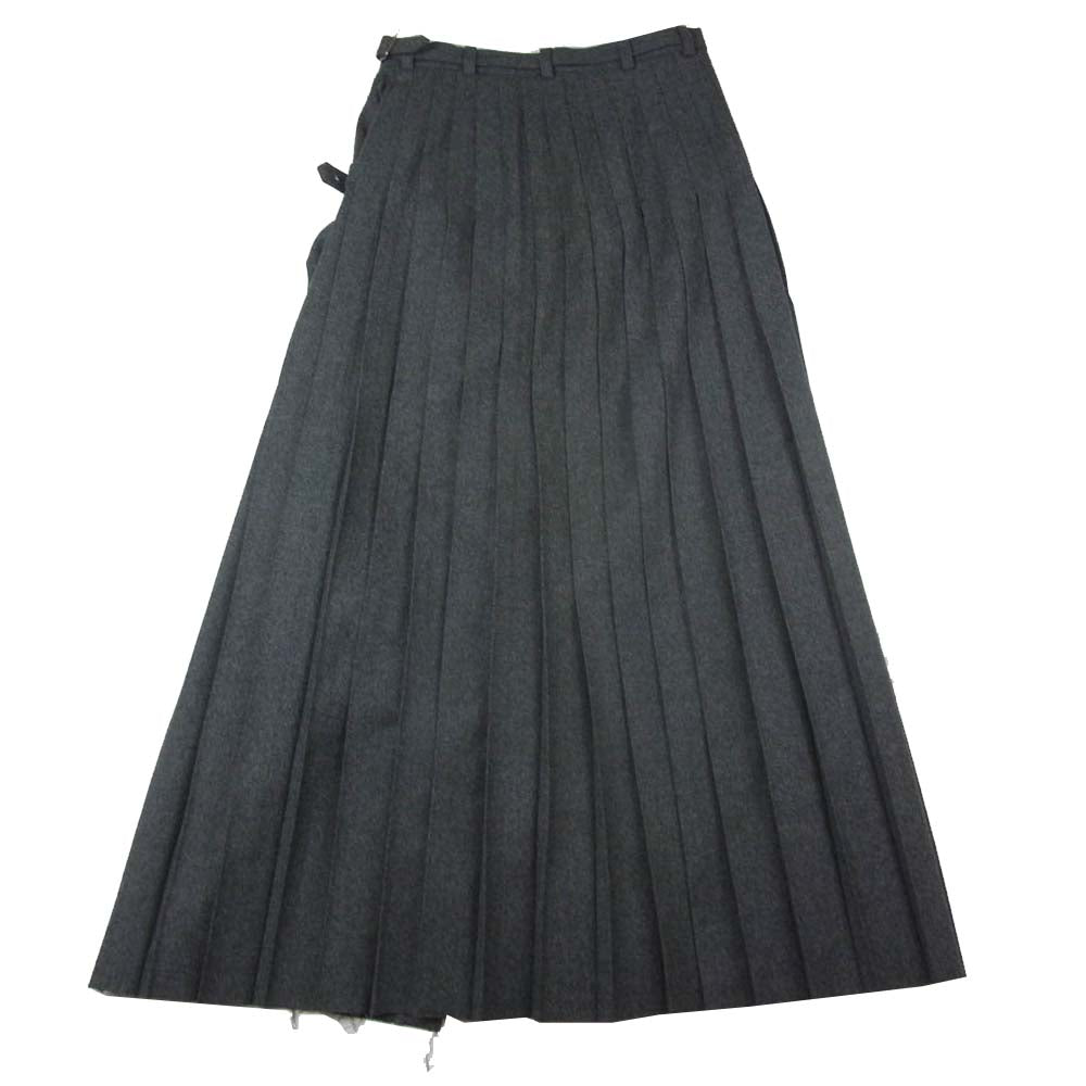 NUMBER(N)INE ナンバーナイン 裏地ジオバーニ柄 ウール ロング プリーツ ラップ 巻きスカート グレー系【中古】
