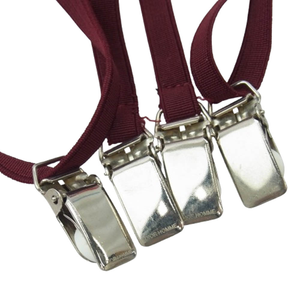 DIOR HOMME ディオールオム 06SS 175-BM-1025 エディ期 レザー ナロー サスペンダー レッド系【中古】
