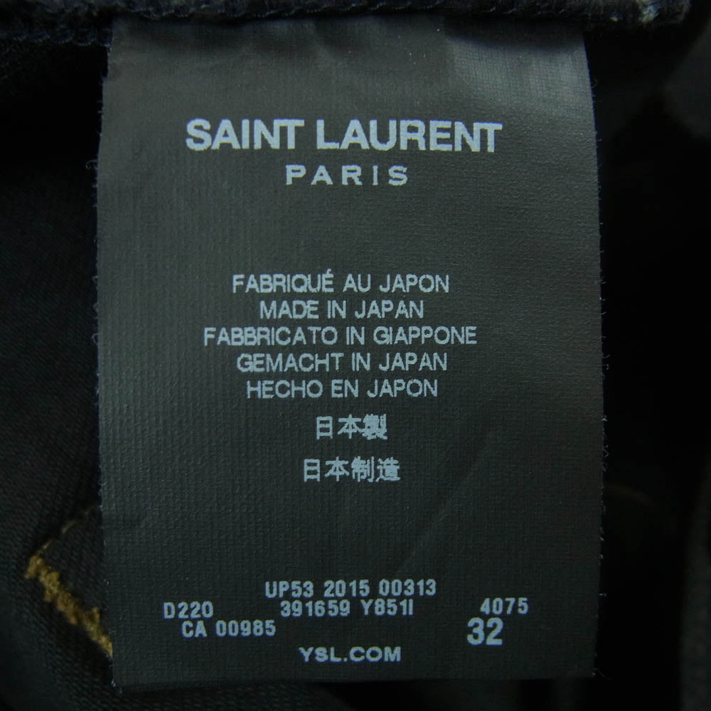 SAINT LAURENT サンローラン 16AW 391659 Y851I エディ期 Destroyed Skinny Jeans デストロイ ダメージ スキニー デニム パンツ ブラック系 32【中古】