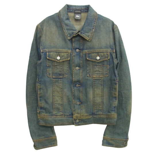 DIOR HOMME ディオールオム 04AW 4HH1049105 エディ期 汚れ加工 デニム ジャケット インディゴブルー系 48【中古】