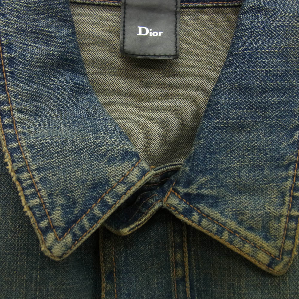 DIOR HOMME ディオールオム 04AW 4HH1049105 エディ期 汚れ加工 デニム ジャケット インディゴブルー系 48【中古】