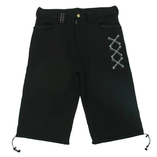 HEX ANTISTYLE ヘックスアンチスタイル 刺繍 スタッズ スウェット 七分丈 ハーフ パンツ ブラック系 M【中古】