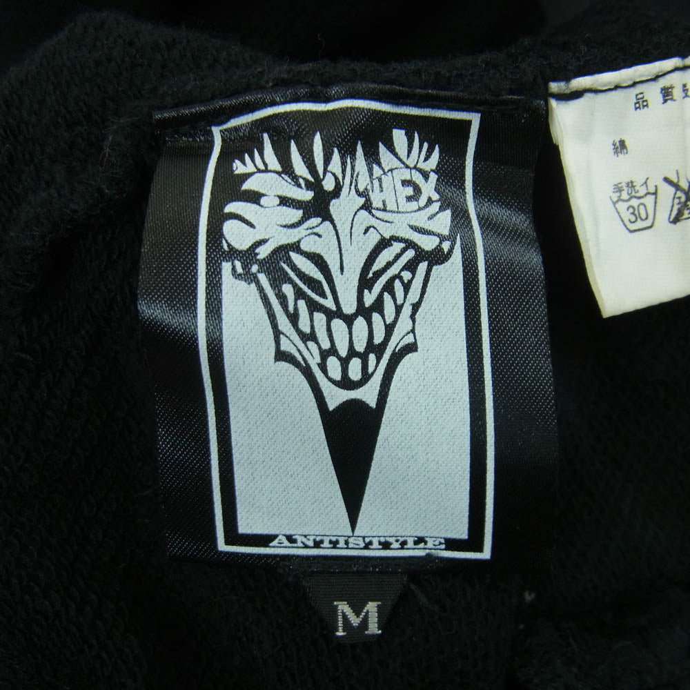 HEX ANTISTYLE ヘックスアンチスタイル 刺繍 スタッズ スウェット 七分丈 ハーフ パンツ ブラック系 M【中古】