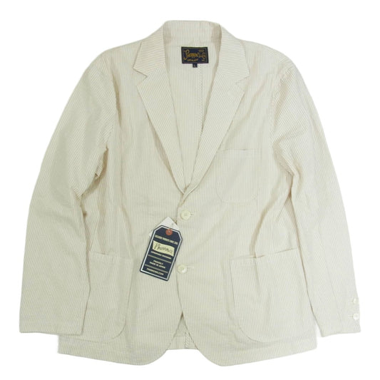 Pherrow's フェローズ 24S-PSCJ1 シアサッカー アンコン テーラード ジャケット ベージュ系 L【美品】【中古】