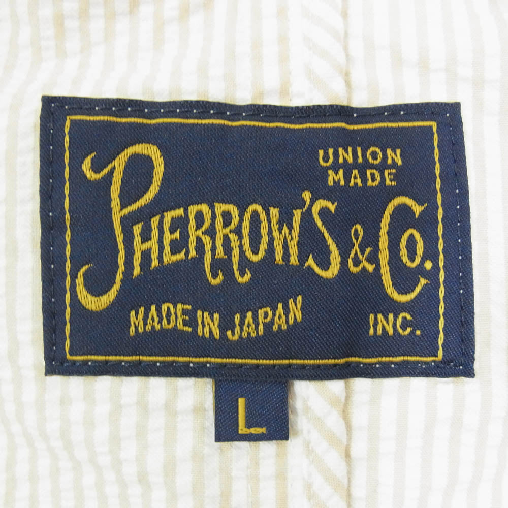 Pherrow's フェローズ 24S-PSCJ1 シアサッカー アンコン テーラード ジャケット ベージュ系 L【美品】【中古】