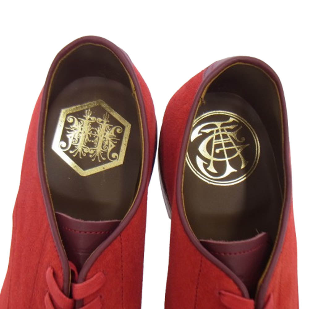 JELADO ジェラード × RHYTHM FOOTWEAR リズムフットウエア カウスエード オックスフォード シューズ レッド系 8【美品】【中古】