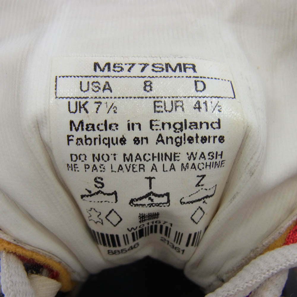 NEW BALANCE ニューバランス M577SMR 英国製 ローカット スニーカー レッド系 ブラック系 グレー系 UK7.5【中古】