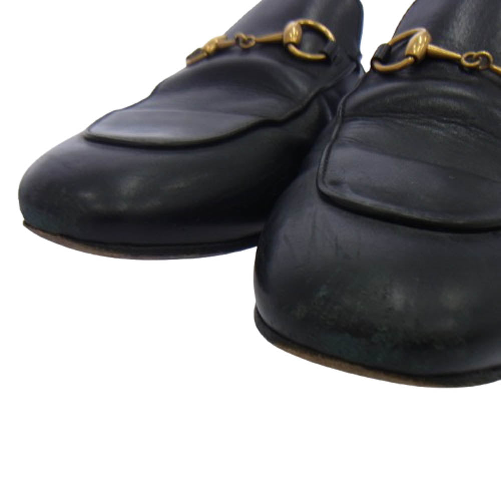 GUCCI グッチ 423513 ホースビット プリンスタウン ゴールド金具 レザー スリッパ シューズ ブラック系 37【中古】
