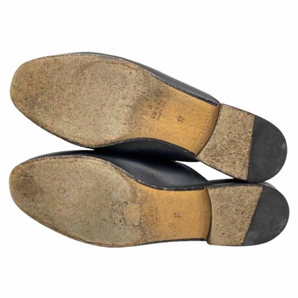 GUCCI グッチ 423513 ホースビット プリンスタウン ゴールド金具 レザー スリッパ シューズ ブラック系 37【中古】