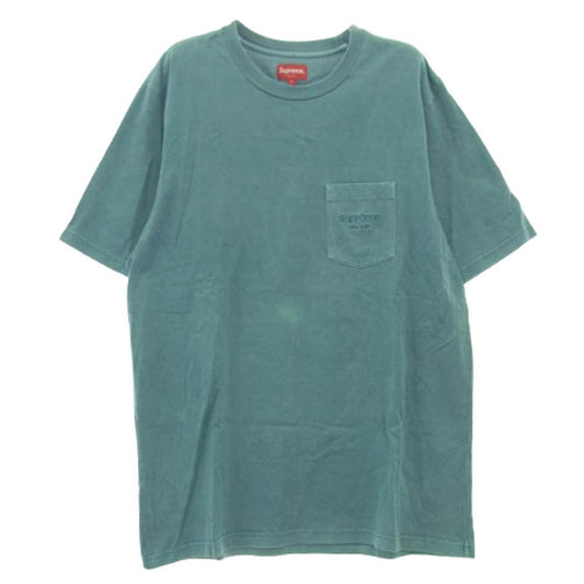 Supreme シュプリーム 20SS Overdyed Pocket Tee オーバーダイド ロゴ刺繍 ポケット Tシャツ 半袖カットソー ブルー系 L【美品】【中古】