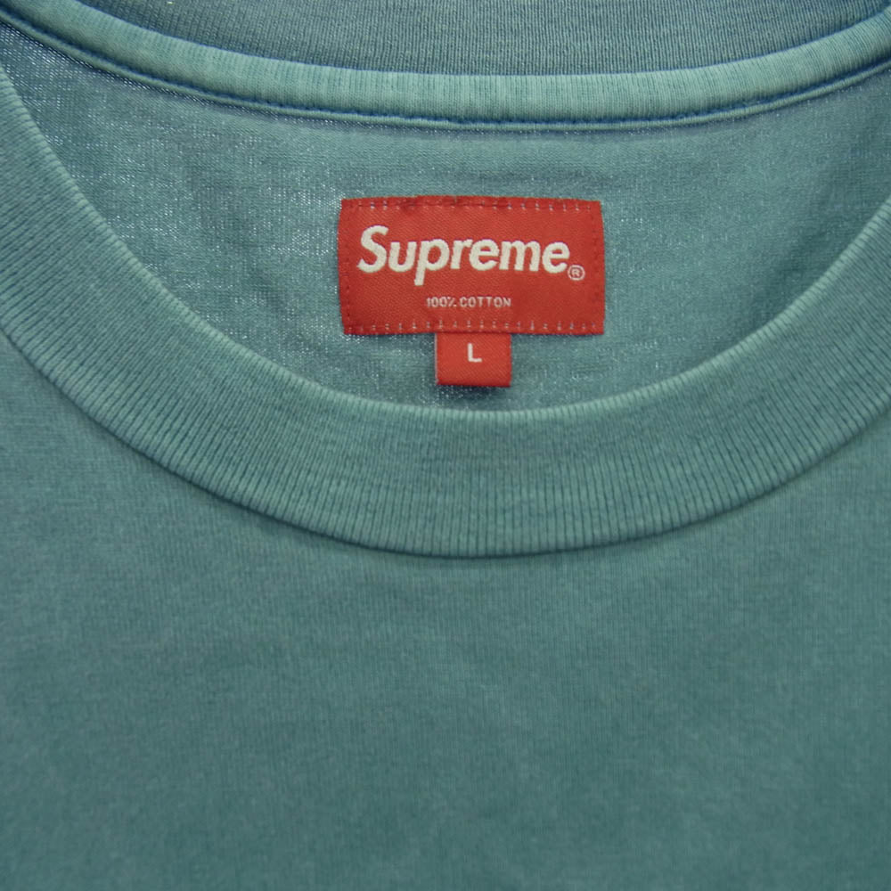 Supreme シュプリーム 20SS Overdyed Pocket Tee オーバーダイド ロゴ刺繍 ポケット Tシャツ 半袖カットソー ブルー系 L【美品】【中古】