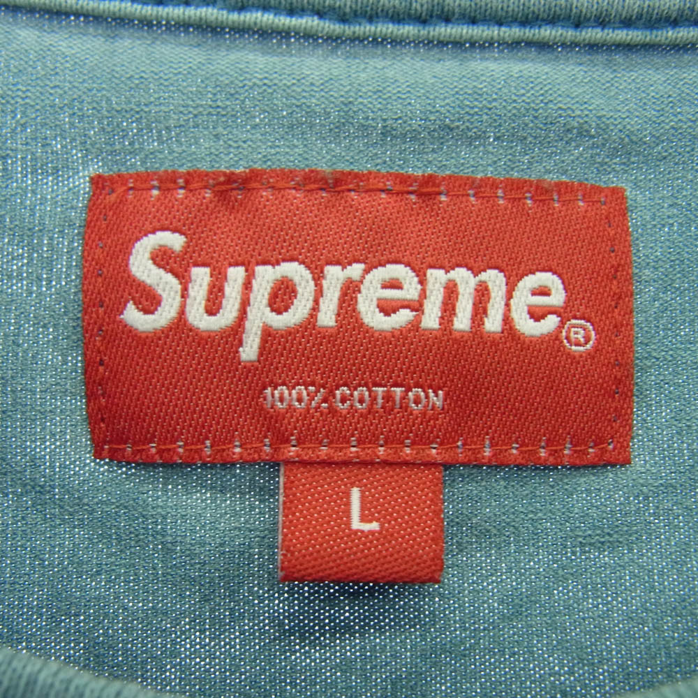 Supreme シュプリーム 20SS Overdyed Pocket Tee オーバーダイド ロゴ刺繍 ポケット Tシャツ 半袖カットソー ブルー系 L【美品】【中古】