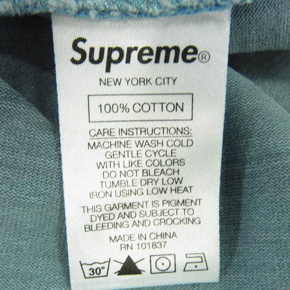 Supreme シュプリーム 20SS Overdyed Pocket Tee オーバーダイド ロゴ刺繍 ポケット Tシャツ 半袖カットソー ブルー系 L【美品】【中古】