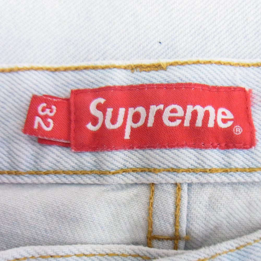 Supreme シュプリーム Washed Regular Jeans スター刺繍 ウォッシュド加工 レギュラージーンズ ボタンフライ デニムパンツ ライトブルー系 32【中古】