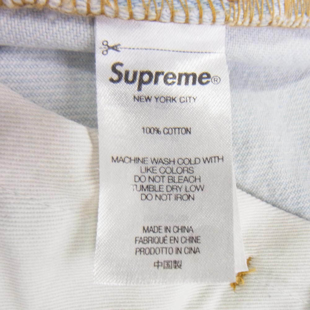Supreme シュプリーム Washed Regular Jeans スター刺繍 ウォッシュド加工 レギュラージーンズ ボタンフライ デニムパンツ ライトブルー系 32【中古】