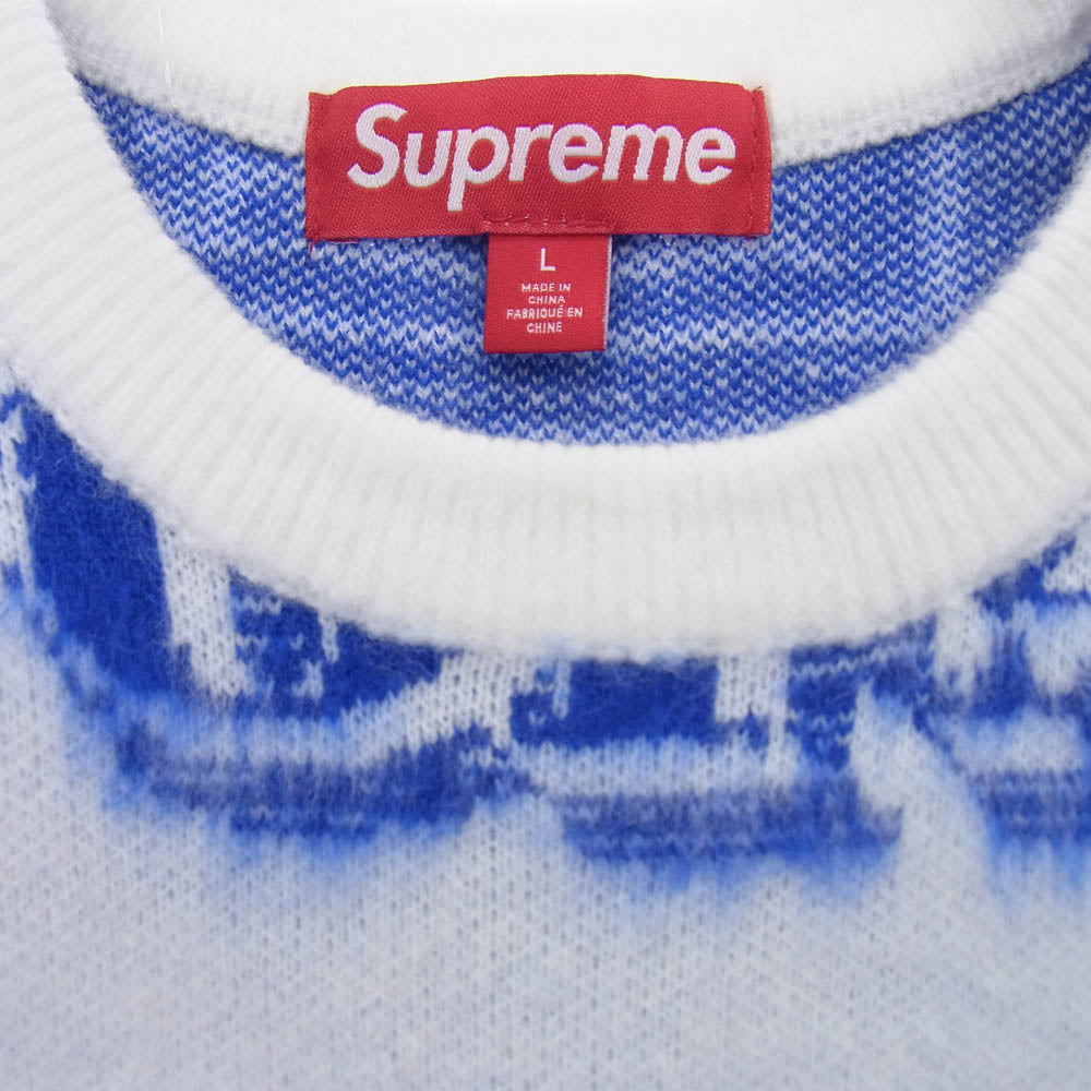 Supreme シュプリーム 25SS MONEY SWEATER マネーセーター 総柄 クルーネックニット ブルー系 ホワイト系 L【新古品】【未使用】【中古】