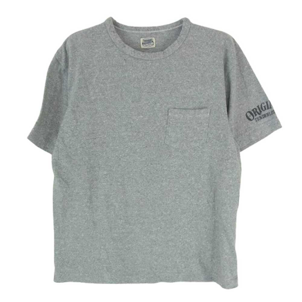 TENDERLOIN テンダーロイン バックロゴプリント 袖ロゴ クルーネック ポケット付き 半袖 Tシャツ グレー系 S【中古】