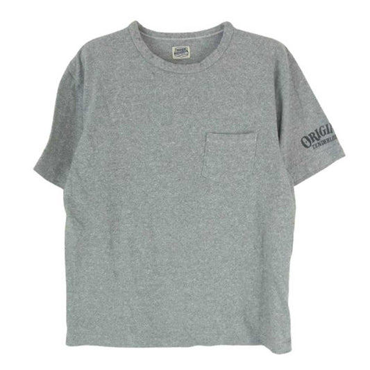 TENDERLOIN テンダーロイン バックロゴプリント 袖ロゴ クルーネック ポケット付き 半袖 Tシャツ グレー系 S【中古】