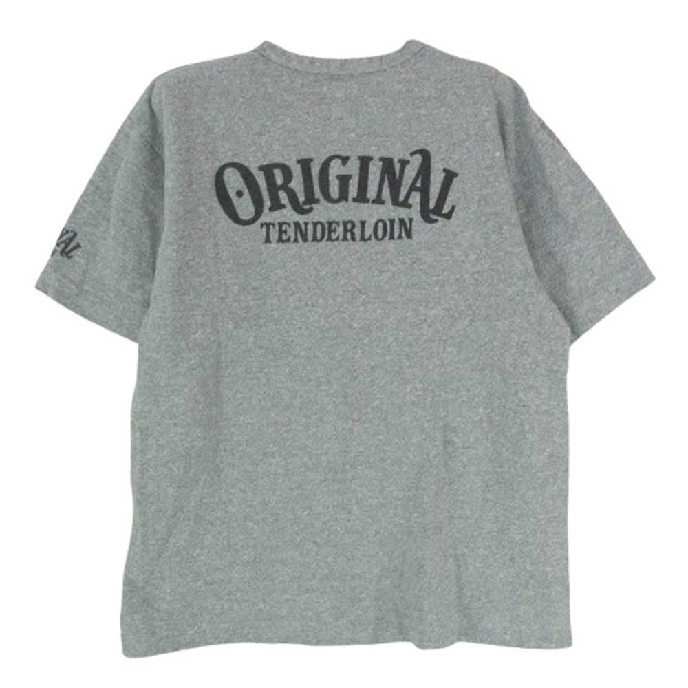 TENDERLOIN テンダーロイン バックロゴプリント 袖ロゴ クルーネック ポケット付き 半袖 Tシャツ グレー系 S【中古】