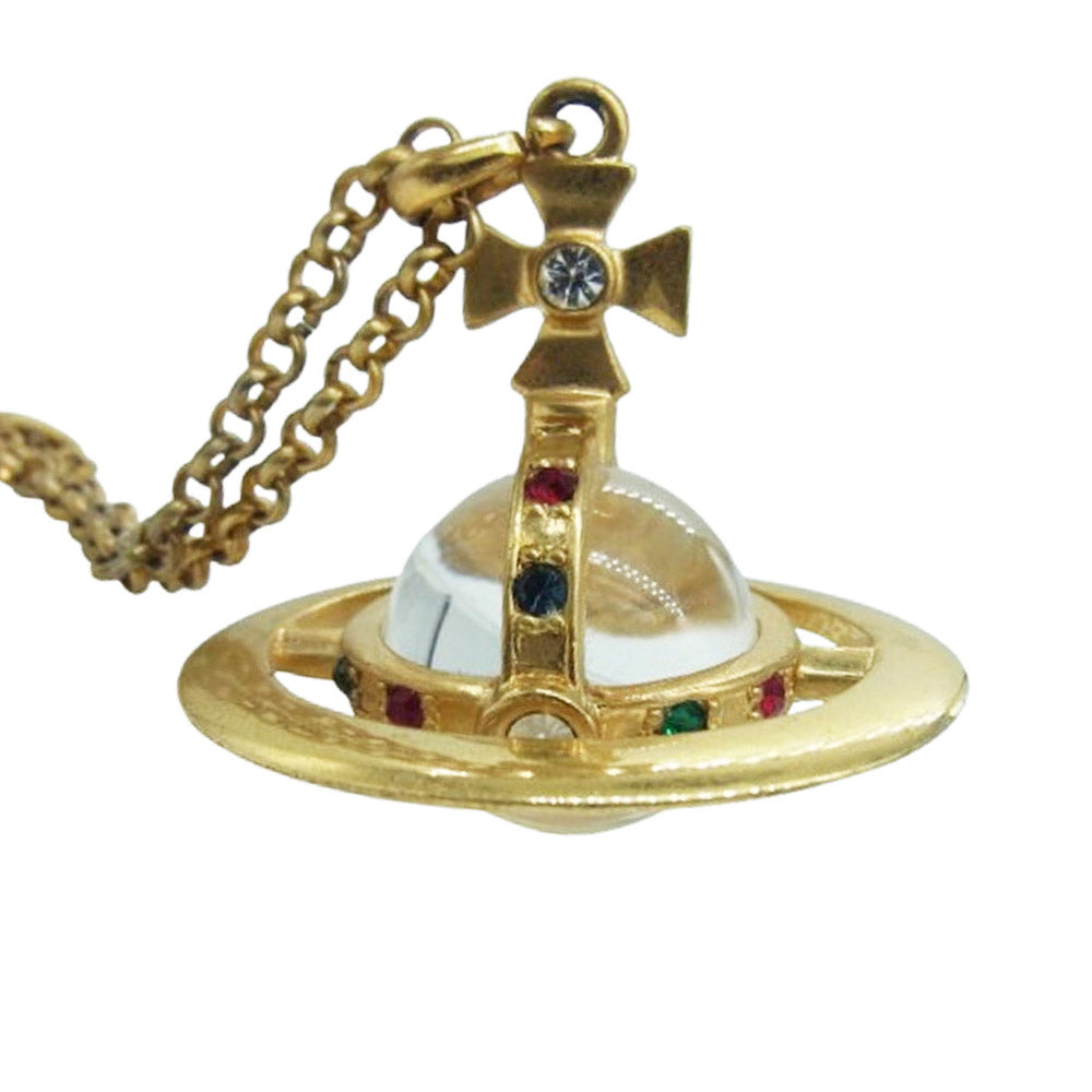 Vivienne Westwood ヴィヴィアンウエストウッド オーブ ラインストーン ネックレス ゴールド系【中古】