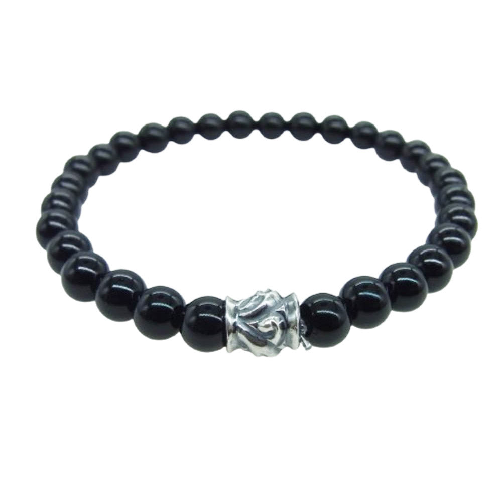 LONE ONES ロンワンズ MFSB-0002S-SO 販売証明書カード付 ホーク ビード S シャイニーオニキス 6mm ストーン ビーズ ブレスレット ブラック系【美品】【中古】