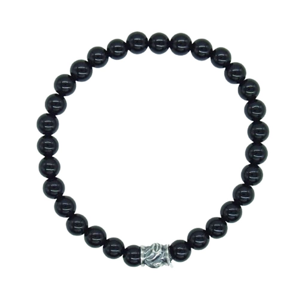 LONE ONES ロンワンズ MFSB-0002S-SO 販売証明書カード付 ホーク ビード S シャイニーオニキス 6mm ストーン ビーズ ブレスレット ブラック系【美品】【中古】