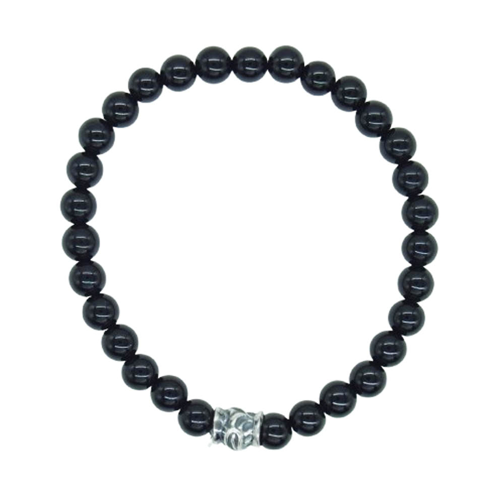 LONE ONES ロンワンズ MFSB-0002S-SO 販売証明書カード付 ホーク ビード S シャイニーオニキス 6mm ストーン ビーズ ブレスレット ブラック系【美品】【中古】