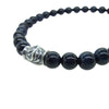LONE ONES ロンワンズ MFSB-0001S-BTE 販売証明書カード付 イーグル ビード S ブルータイガーアイ 6mm ストーン ビーズ ブレスレット ブラック系【美品】【中古】
