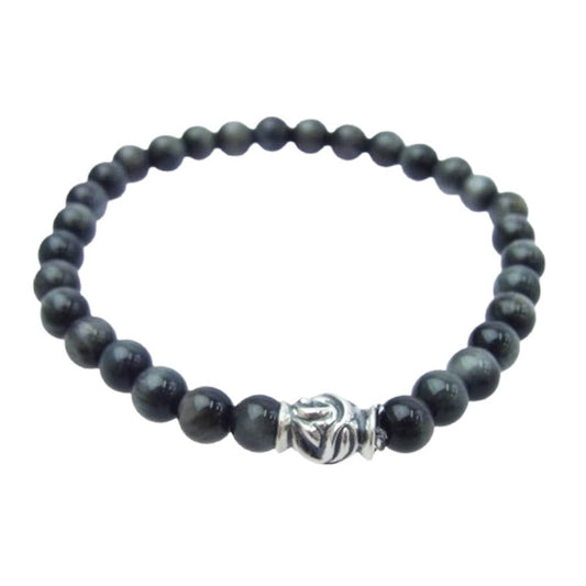 LONE ONES ロンワンズ MFSB-0001S-EE 販売証明書カード付 イーグル ビード S イーグルアイ 6mm ストーン ビーズ ブレスレット ブラック系【美品】【中古】