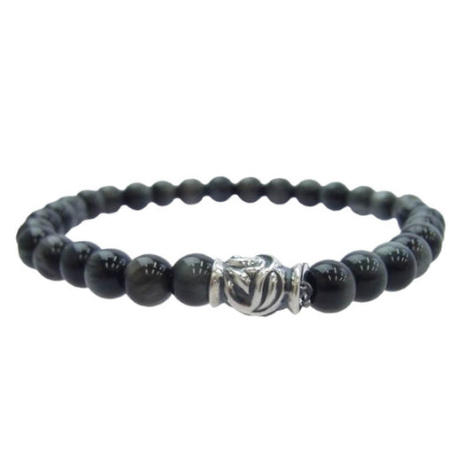 LONE ONES ロンワンズ MFSB-0001S-EE 販売証明書カード付 イーグル ビード S イーグルアイ 6mm ストーン ビーズ ブレスレット ブラック系【美品】【中古】