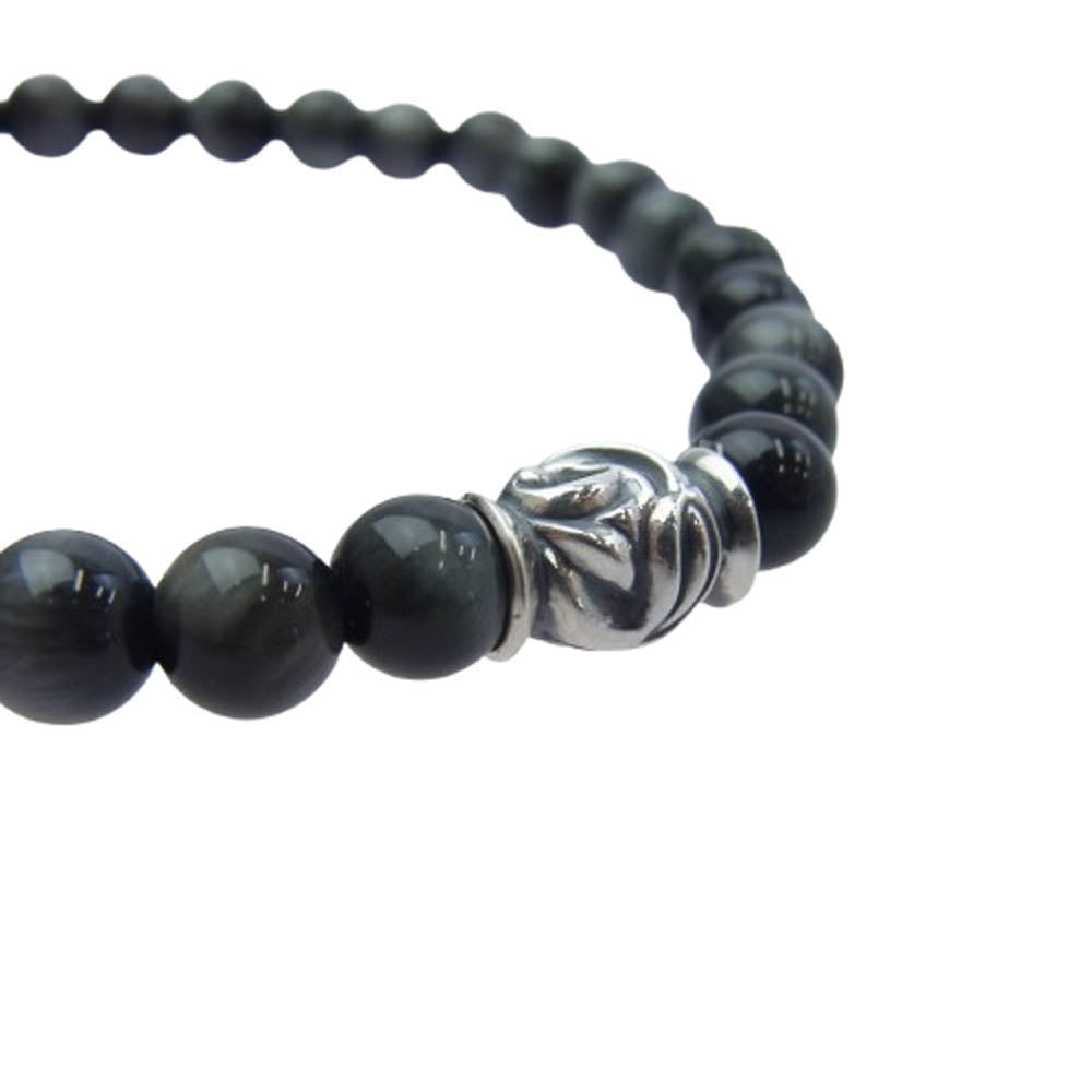 LONE ONES ロンワンズ MFSB-0001S-EE 販売証明書カード付 イーグル ビード S イーグルアイ 6mm ストーン ビーズ ブレスレット ブラック系【美品】【中古】