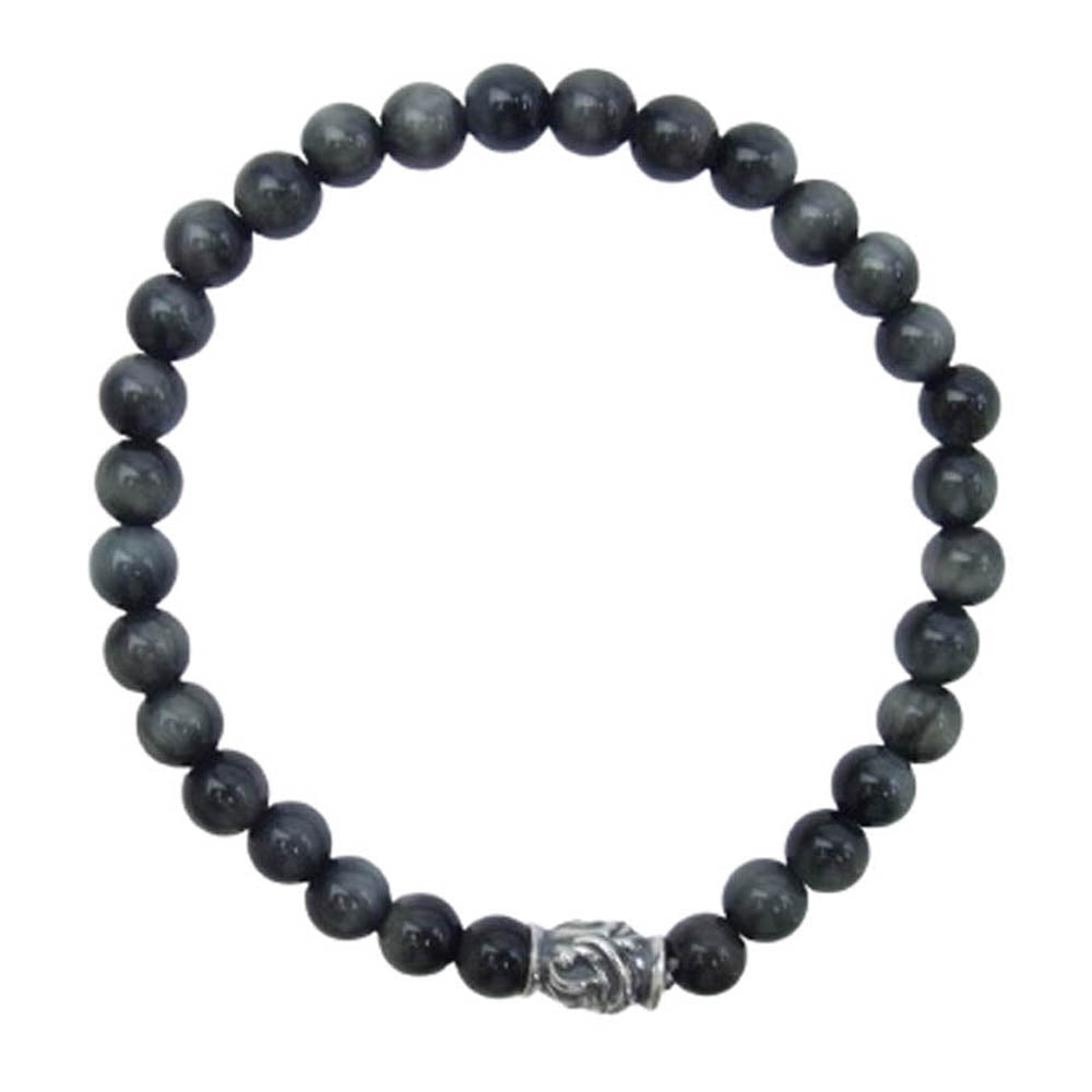 LONE ONES ロンワンズ MFSB-0001S-EE 販売証明書カード付 イーグル ビード S イーグルアイ 6mm ストーン ビーズ ブレスレット ブラック系【美品】【中古】