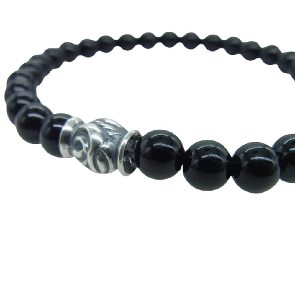 LONE ONES ロンワンズ MFSB-0001S-SO 販売証明書カード付 イーグル ビード S シャイニーオニキス 6mm ストーン ビーズ ブレスレット ブラック系【美品】【中古】