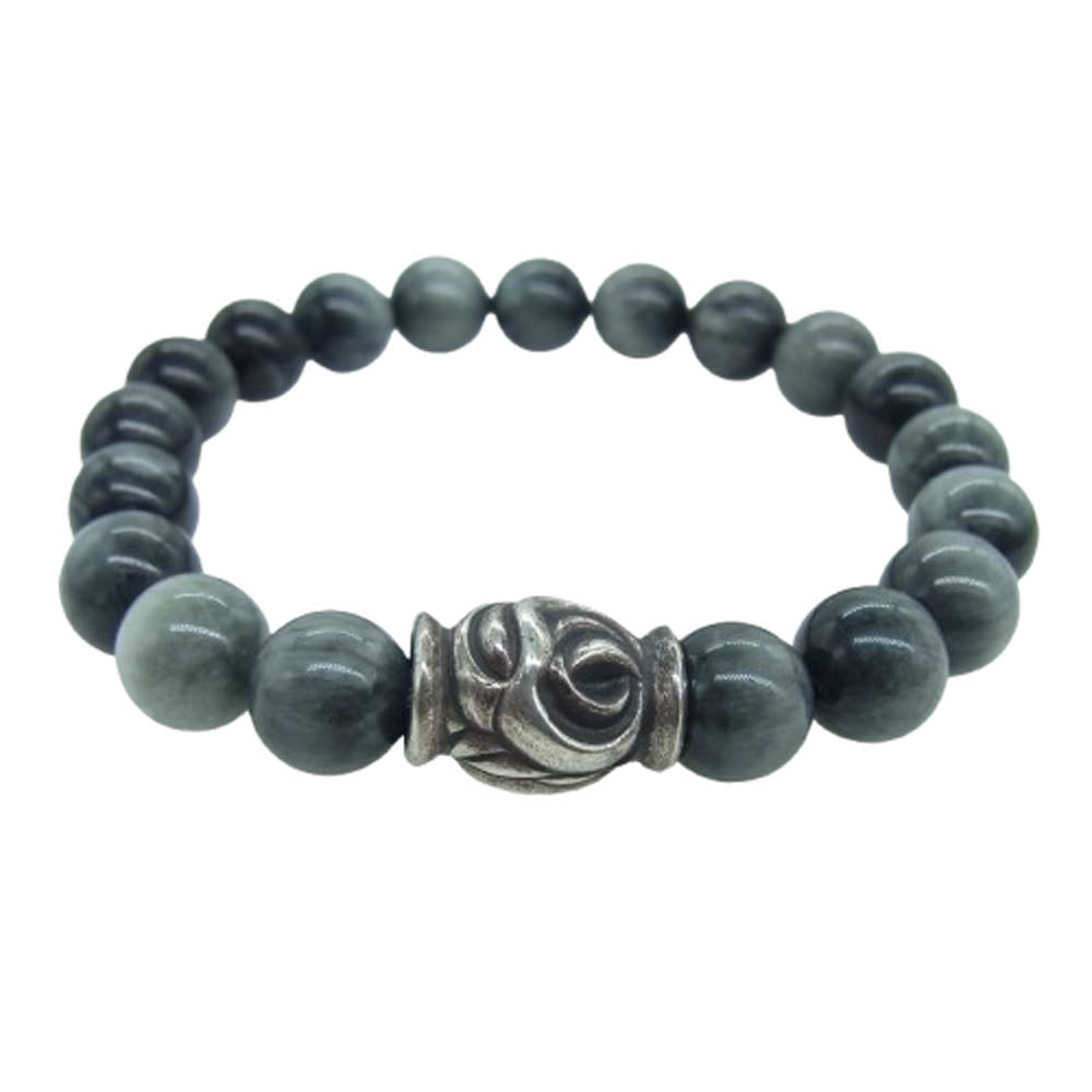 LONE ONES ロンワンズ MFSB-0001-EE 販売証明書カード付 イーグルビード イーグルアイ 10mm ストーン ビーズ ブレスレット ダークグレー系【中古】