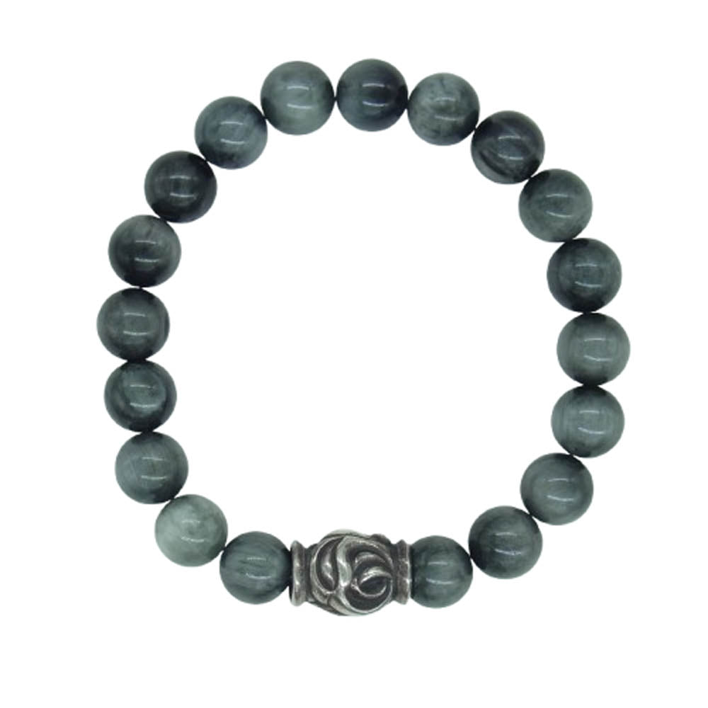 LONE ONES ロンワンズ MFSB-0001-EE 販売証明書カード付 イーグルビード イーグルアイ 10mm ストーン ビーズ ブレスレット ダークグレー系【中古】