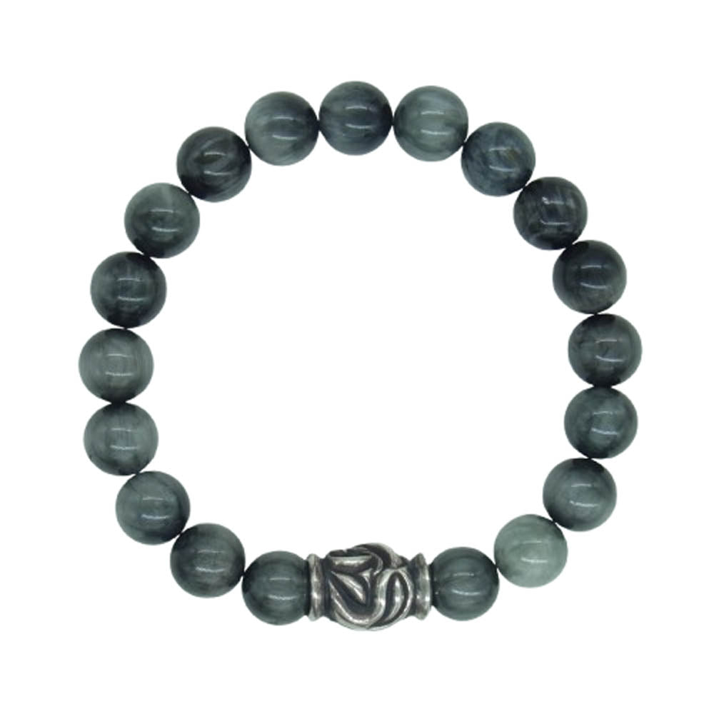 LONE ONES ロンワンズ MFSB-0001-EE 販売証明書カード付 イーグルビード イーグルアイ 10mm ストーン ビーズ ブレスレット ダークグレー系【中古】