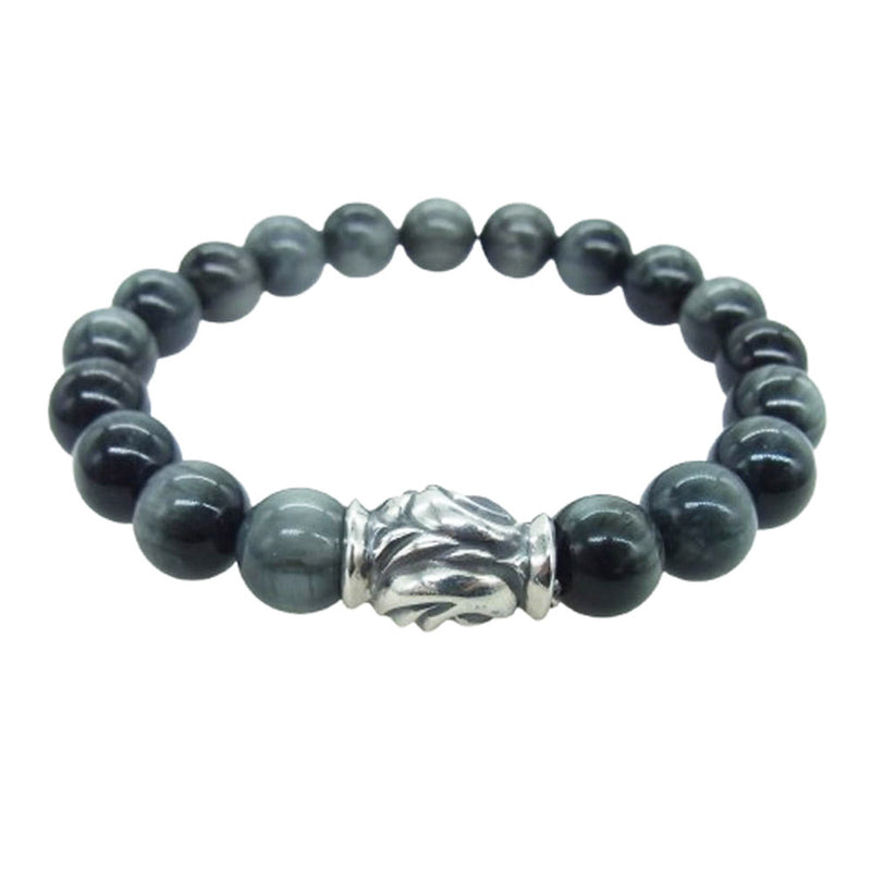 LONE ONES ロンワンズ MFSB-0001-EE 販売証明書カード付 イーグルビード イーグルアイ 10mm ストーン ビーズ ブレスレット ダークグレー系【美品】【中古】