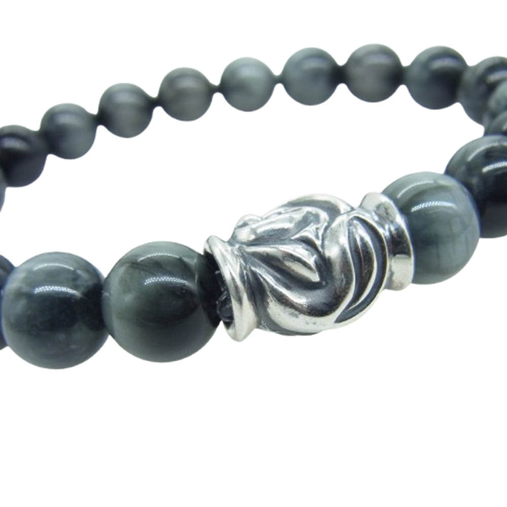 LONE ONES ロンワンズ MFSB-0001-EE 販売証明書カード付 イーグルビード イーグルアイ 10mm ストーン ビーズ ブレスレット ダークグレー系【美品】【中古】