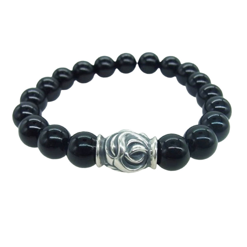 LONE ONES ロンワンズ MFSB-0001-SO 販売証明書カード付 イーグル ビード シャイニーオニキス 10mm ストーン ビーズ ブレスレット ブラック系【美品】【中古】