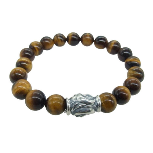 LONE ONES ロンワンズ MFSB-0001-TE 販売証明書カード付 イーグルビード タイガーアイ 10mm ストーン ビーズ ブレスレット ブラウン系【美品】【中古】