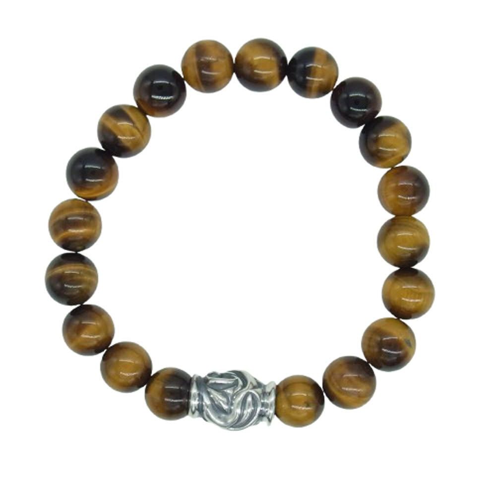 LONE ONES ロンワンズ MFSB-0001-TE 販売証明書カード付 イーグルビード タイガーアイ 10mm ストーン ビーズ ブレスレット ブラウン系【美品】【中古】