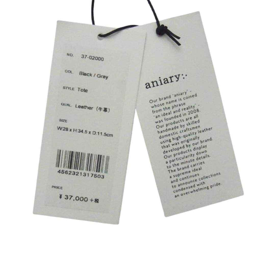 aniary アニアリ 37-02000 Tote レザー トート バッグ ブラック系【新古品】【未使用】【中古】