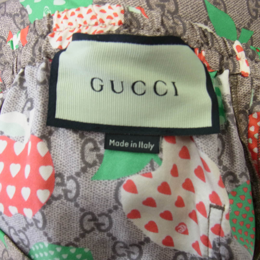 GUCCI グッチ GG総柄 アップル シルク ショーツ ショート ハーフ パンツ ブラウン系 46【美品】【中古】