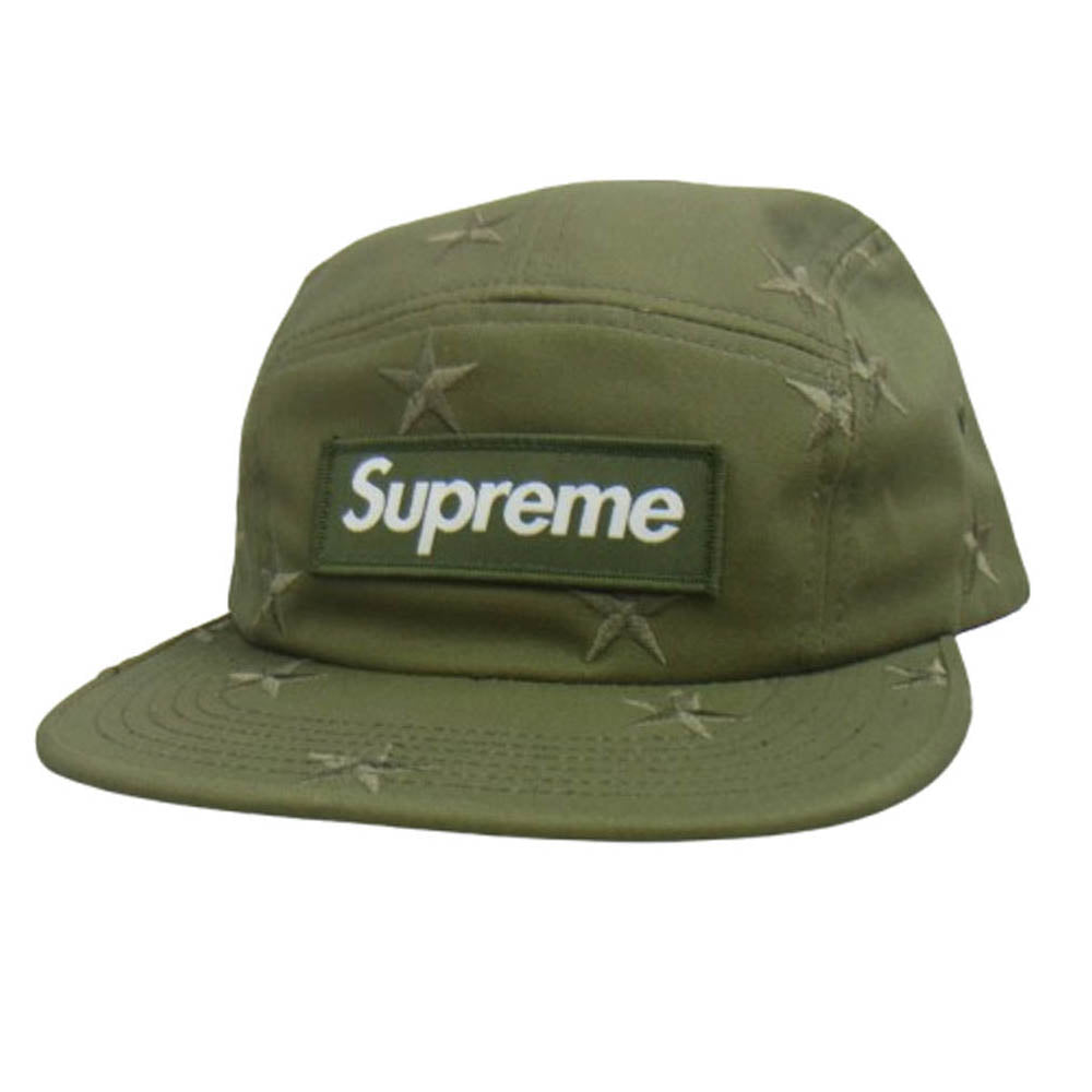 Supreme シュプリーム stars camp cap BOX LOGO ボックスロゴ 星柄 スター 刺繍 ジェットキャップ 帽子 カーキ系【極上美品】【中古】