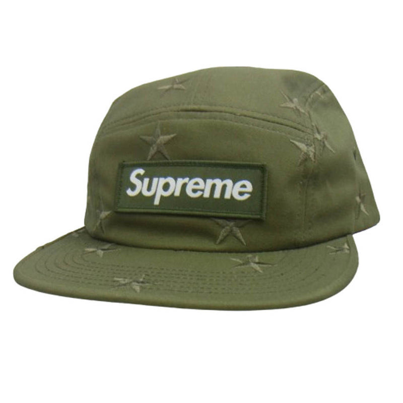 Supreme シュプリーム stars camp cap BOX LOGO ボックスロゴ 星柄 スター 刺繍 ジェットキャップ 帽子 カーキ系【極上美品】【中古】